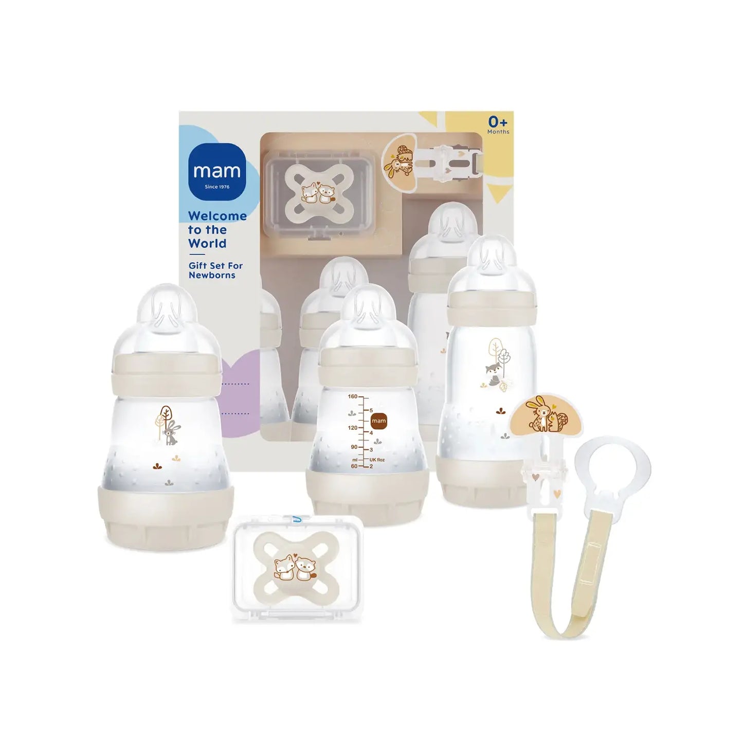 Set biberon, ciuccio e catenina