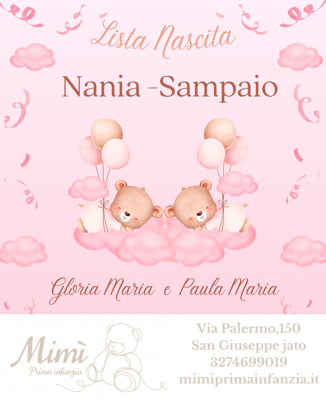 Lista Nascita Nania-Sampaio (Gloria Maria e Paula Maria)