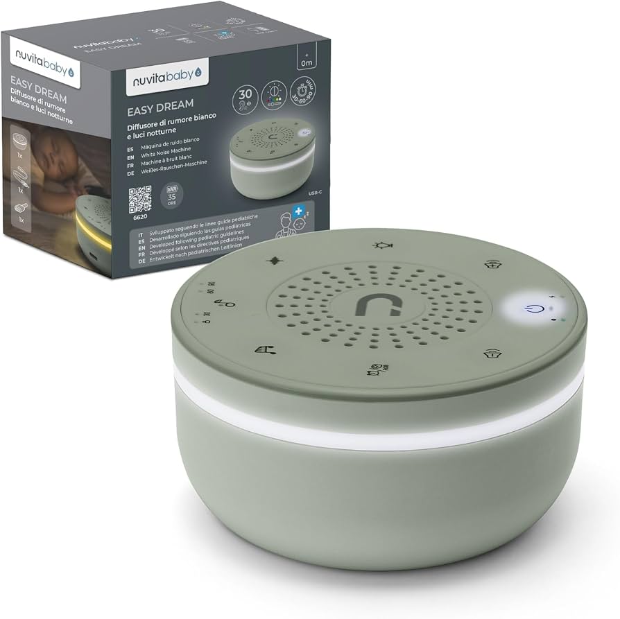 eam Macchina Rumore Bianco e Luce Notturna – 30 Suoni Hi-Fi, 5 Colori Luce, Ricaricabile, Timer, Fino a 35h di Autonomia