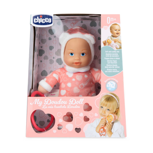 Mini doll pigiama cuori rosa – mini bambola per bambini, 0+ mesi – chicco
