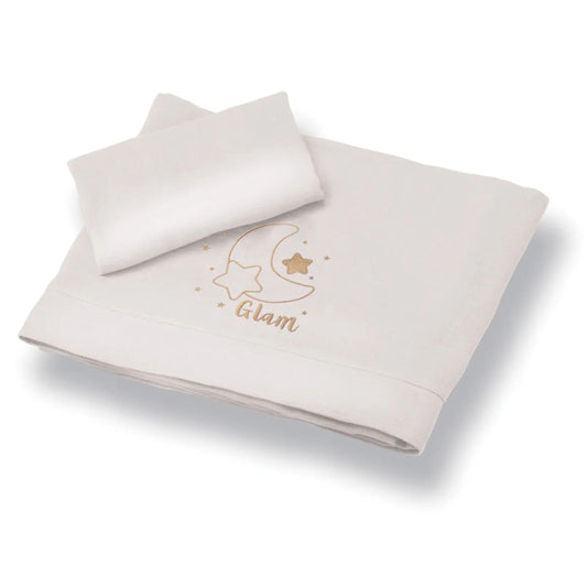 Lenzuolino azzurra design mussola colore bianco
