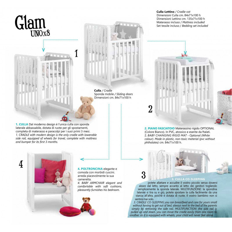 Lettino culla Glam 1x9 completa
